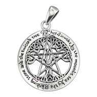 Sterling Silver Large Cut Out Tree Pentacle Pendant - Click Image to Close